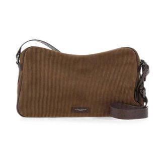 Gianni Chiarini Cora Geribbelde Su&egrave;de Kleine Schoudertas - Dames - Tassen - Bruin - Maat: ONE Size Su&egrave;de