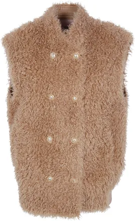 Twin-Set Gilet Faux Fur Tobacco Brown