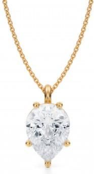 Allurez Pear Lab Diamond Prong Pendant Necklace 14K Yellow Gold (3.50ct)