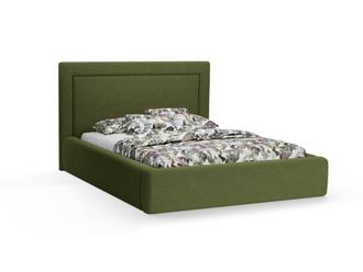 CXL by Christian Lacroix Cama con cabecero y ba&uacute;l 200x200cm de tejido boucl&eacute; verde oliva oscuro
