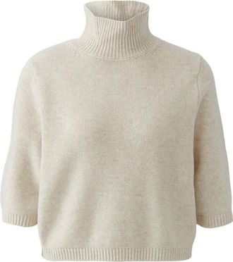 Oui Gebreide coltrui met driekwart mouwen - Dames - Coltruien - Beige - L - Truien & Vesten