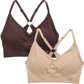 Marika London 2-Pack Low Impact Seamless Sports Bras in Tuffet/Black Coffee at Nordstrom Rack, Size X-Small