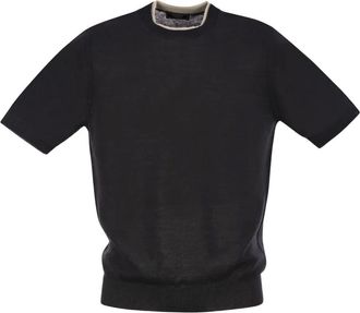 PESERICO T-shirt in linen and cotton yarn - Nero