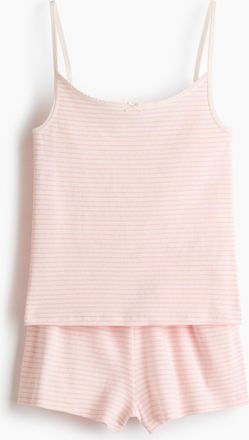 H&M Baumwollpyjama mit Pointellemuster - Rosa/Gestreift