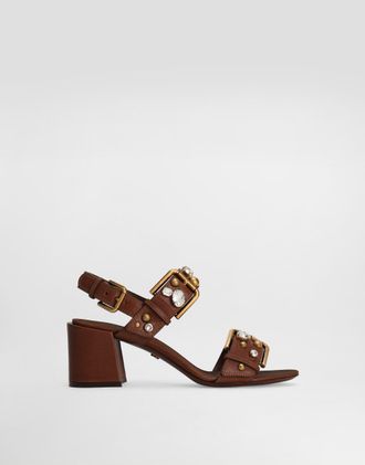 Dolce & Gabbana Cowhide Keira Sandals With Embellishements - Woman Sandals And Wedges Multicolor 37.5