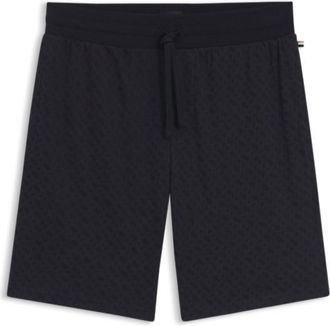 BOSS Drawstring pajama shorts in cotton with printed branding