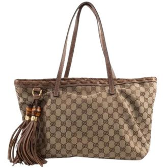 Gucci Pre-owned Tote Bags, female, Beige, Size: ONE SIZE Pre-owned GG Canvas Tote bag