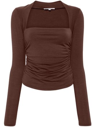 Reformation Laurel top met ruches en lange mouwen - Bruin