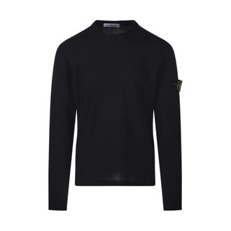 Stone Island Round-neck Knitwear, male, Blue, Size: XL Crew Neck Sweater