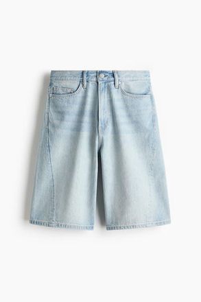 H&M Baggy Twist-detail Denim Shorts in Light Denim Blue at Nordstrom, Size 29
