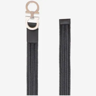 Ferragamo Mixed Fabric and Leather Belt - Black