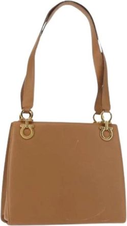 Ferragamo Pre-owned Shoulder Bag - Dames - Vintage Schoudertas - Beige - ONE Size - Leer - Vintage