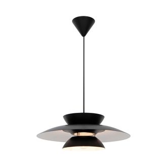 Nordlux Vintage Indoor Pendant Light Black Metal E27 Layered Shades - Mains Powered, IP20