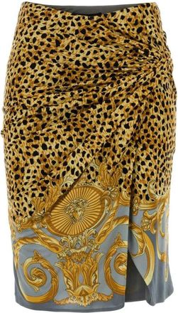 Versace Medusa Barok Print Ruched Rok - Dames - Kokerrokken - Veelkleurig - S - Rokken