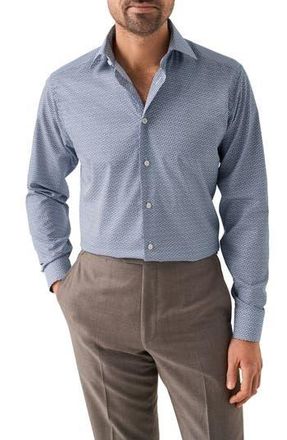 Eton Slim Fit Geometric Print Cotton Dress Shirt in Light Blue at Nordstrom Rack, Size 15