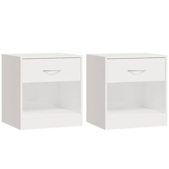 vidaXL Vidaxl - Mesitas De Noche 2 Unidades Con Caj&oacute;n Blanco Con Brillo