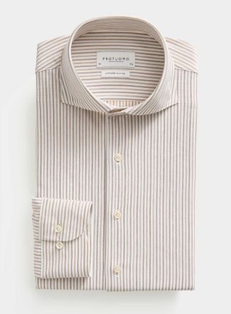 Profuomo Mens Japanese knit clay-stripe shirt Slim fit