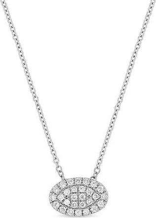 Bony Levy Mika 18K White Gold Pav&eacute; Diamond Oval Pendant Necklace in 18Kw at Nordstrom Rack