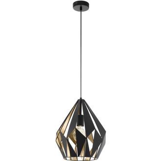 Eglo Lampadario A Sospensione Vintage Carlton 1 Acciaio Nero Oro 1 Luce E27