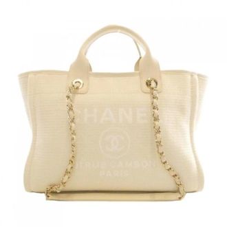 Chanel Pre-owned Deauville Mixed Fiber Tote Bag - Dames - Pre-owned - Beige - Maat: ONE Size Leer