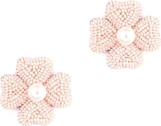 Deepa Gurnani Liora Beaded Flower Drop Earrings in Baby Pink at Nordstrom