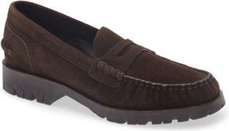 Rag & Bone Corey Lug Sole Penny Loafer in Brown Suede at Nordstrom, Size 38.5