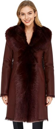 Infinity Leather Womens Burgundy Red Toscana Real Sheep Leather Hooded Trench Coat - Verona