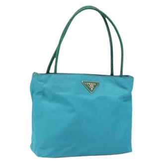 Prada Pre-owned Tote Bags, female, Blue, Size: ONE SIZE Pre-owned Nylon Tote Bag
