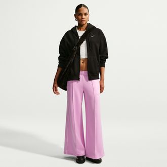 Nike Womens Nike Sportswear Mid-Rise Wide-Leg Track Pants in Pink | IH8514-621