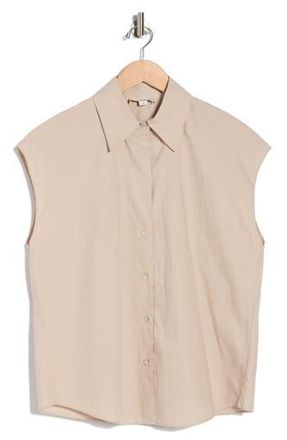 Vince Cap Sleeve Button Down Shirt in Beige at Nordstrom Rack, Size X-Large