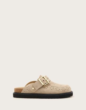 AllSaints Skye - Sabot in camoscio color sabbia con fibbia-Neutro