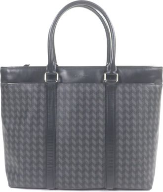 Coach Black Gray Leather Briefcase Shoulder Bag (Pre-Owned)