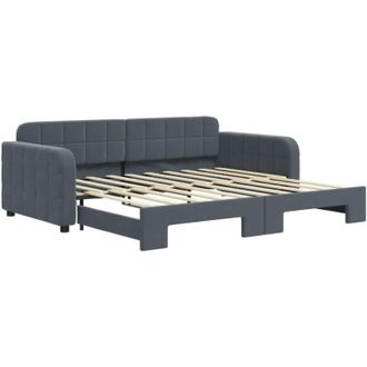 vidaXL Sof&aacute; Cama Nido Terciopelo Gris Oscuro 90x190 Cm Vidaxl