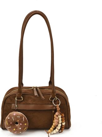 Generic Faux Suede Shoulder Bag Large Capacity Tote Bag Bag for Women (Coffee) (Coffee)