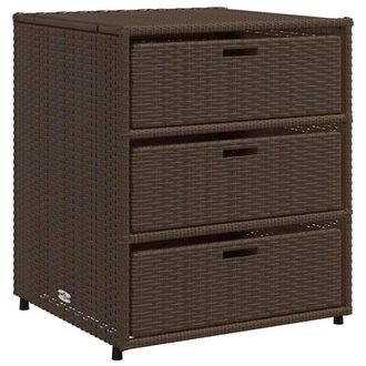 Berkfield Home Garden Storage Cabinet Brown 55x59x69 cm Poly Rattan | Size: 55 x 59 x 69 cm