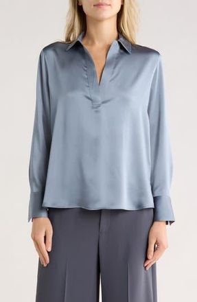 Vince Long Sleeve Satin Top in Lake at Nordstrom Rack, Size X-Large