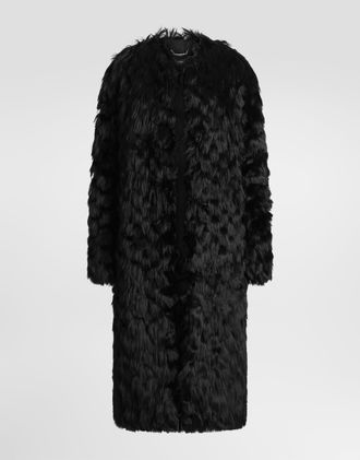 Dolce & Gabbana Shearling Coat - Woman Coats And Jackets Black 40