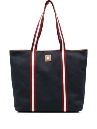 Bally striped-panel tote bag - women - Canvas - One Size - Blue