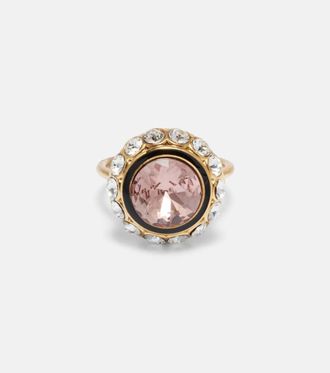 Valentino VLogo crystal-embellished enamel ring