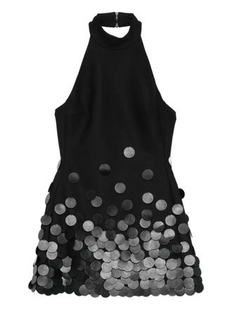 DAVID KOMA halterneck disc mini dress - women - Wool/Elastane/Viscose/Polyester/Polyethylene - 10 - Black