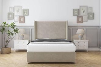 Comfort Beds Madrid Plush Divan Base No Drawers - 54 Wingback in Cream | Size: Small Single