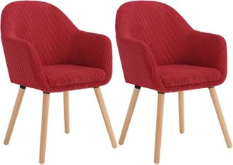 Woltu 2x Sillas De Comedor Sillas De Cocina Giratorias Con Patas De Metal Para Comedor. Asiento De Pana. Patas De Madera. Rojo - Woltu
