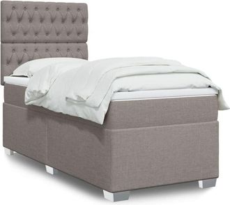 vidaXL Vidaxl - Cama Box Spring Con Colch&oacute;n Tela Gris Taupe 90x190 Cm