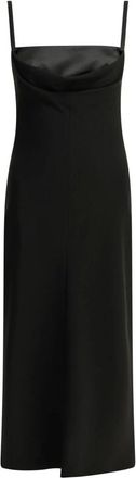 Max Mara Vestido Midi de Sat&eacute;n con Escote Halter y Tirantes Finos - Dresses - Mujer - Negro - S