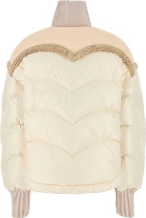 Khrisjoy Womens Shearling Down Jacket Ivory Nylon
