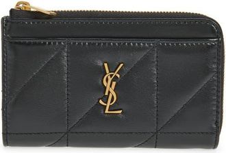 Saint Laurent Cassandre Leather Card Case in Noir at Nordstrom