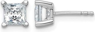 Diamond2Deal 14k Gold 1 1/2 ct Princess Lab Grown Diamond Stud Earrings VS Clarity, D-E Color