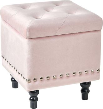 Beliani Puf con almacenaje Terciopelo Rosa pastel