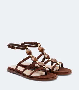 Gianvito Rossi Studded suede thong sandals