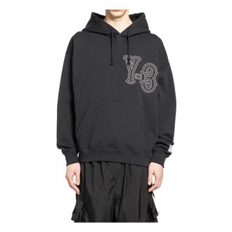 Yohji Yamamoto Hoodies, male, Black, Size: M EL5 GFX Hoodie